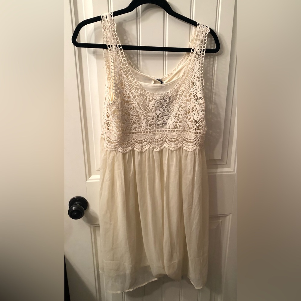Harlow Cream Crochet Sundress with Black Tag Detail - Picture 2 of 6